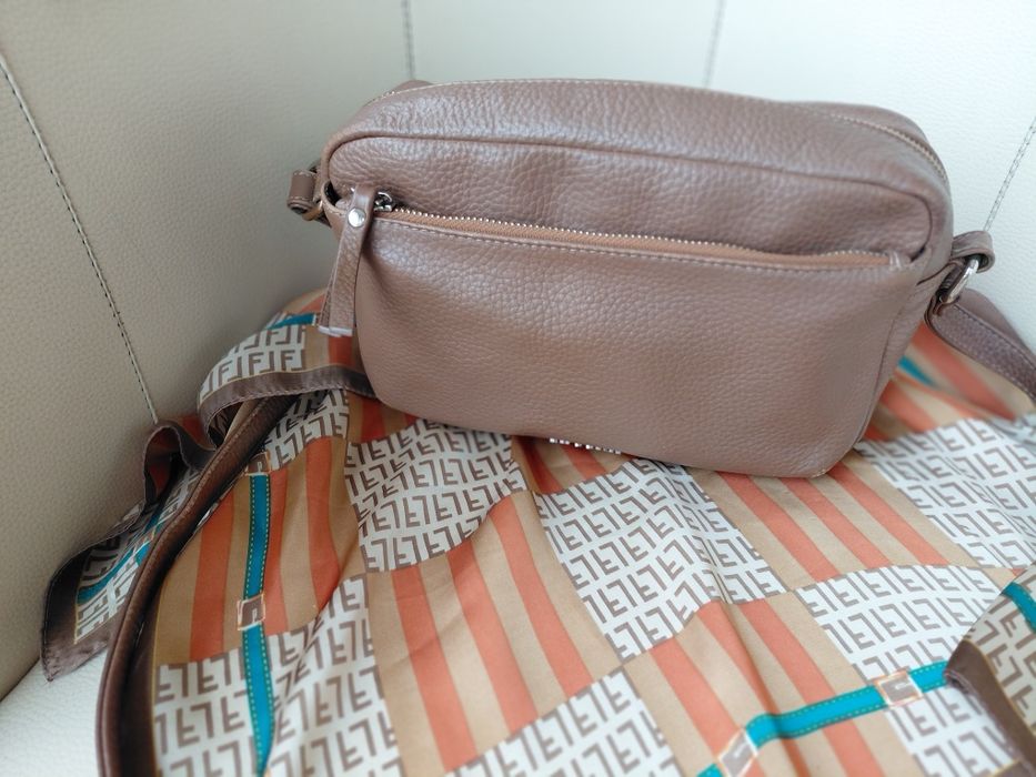 PUCCINI  brązowa torebka listonoszka skórzana