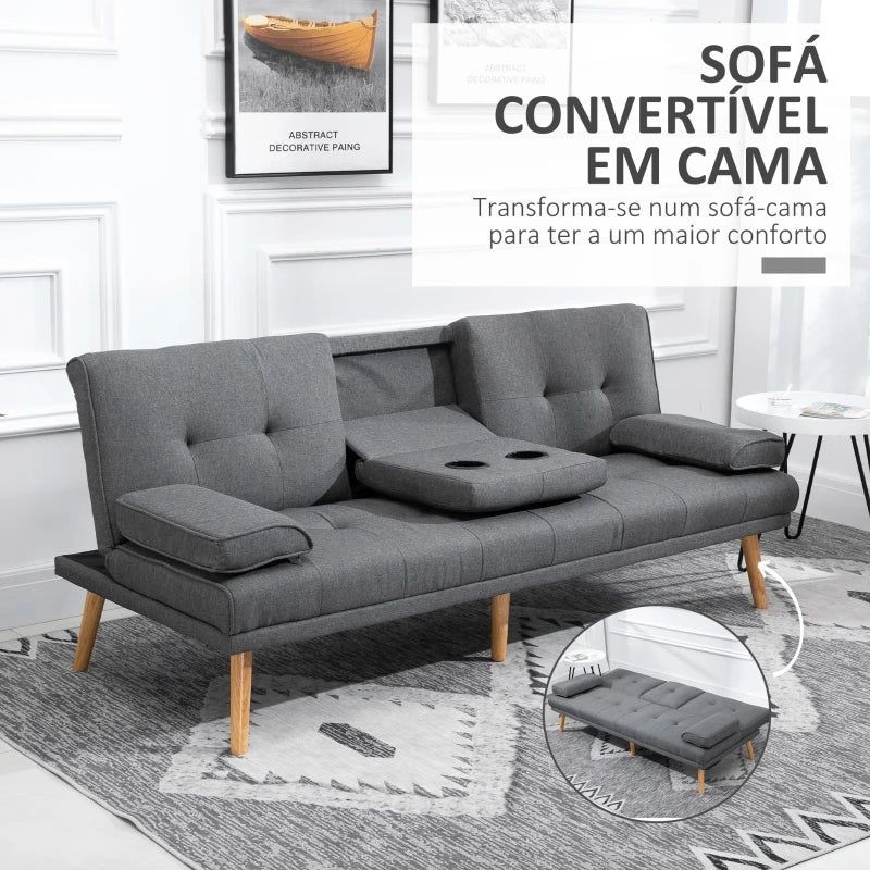 Sofá Cama Moothy com Porta-Copos - Cinzento - Leva-Me Contigo