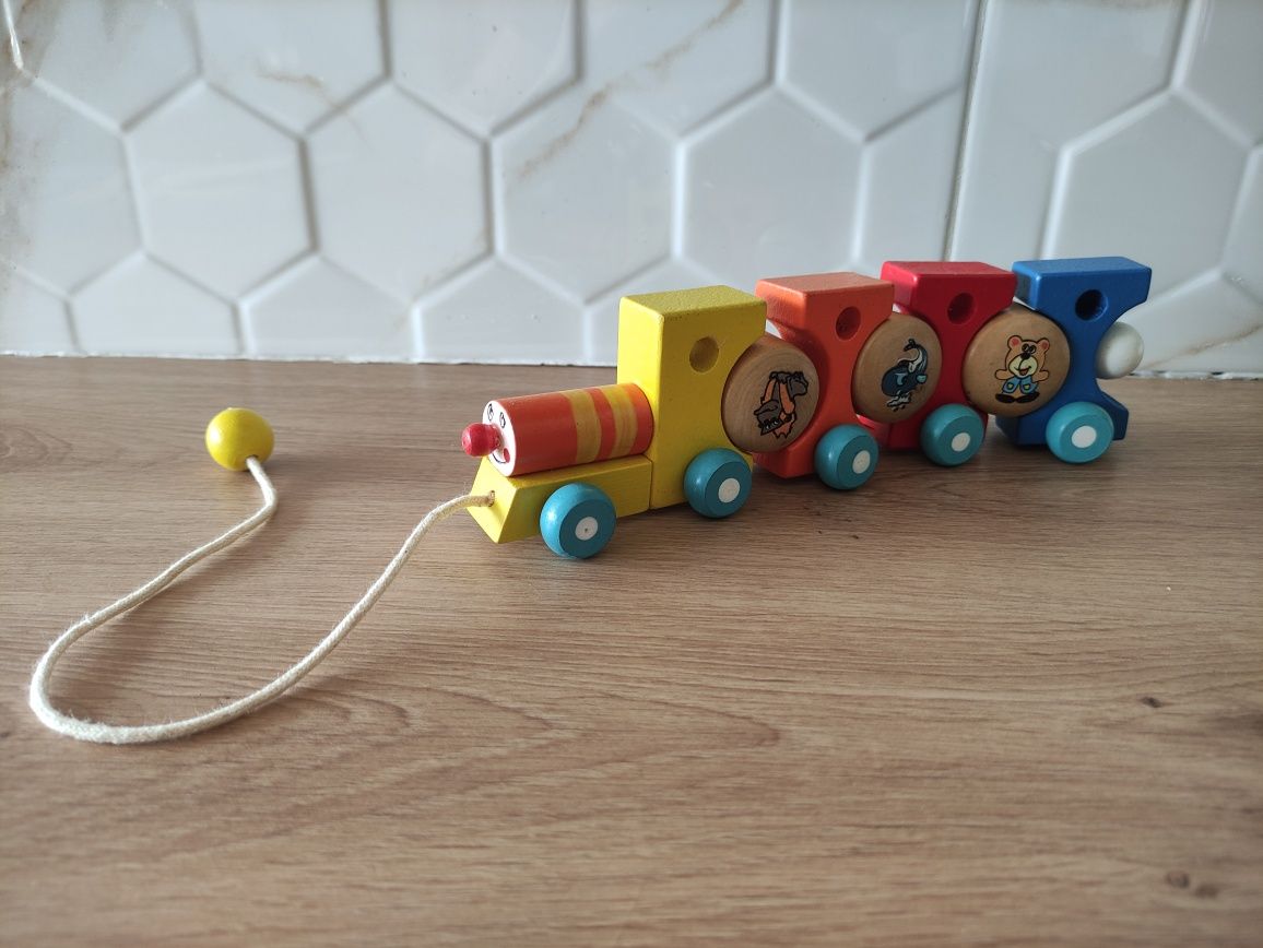 Pociąg Drewniany dla Dzieci Small Foot Zabawka do Ciągnięcia