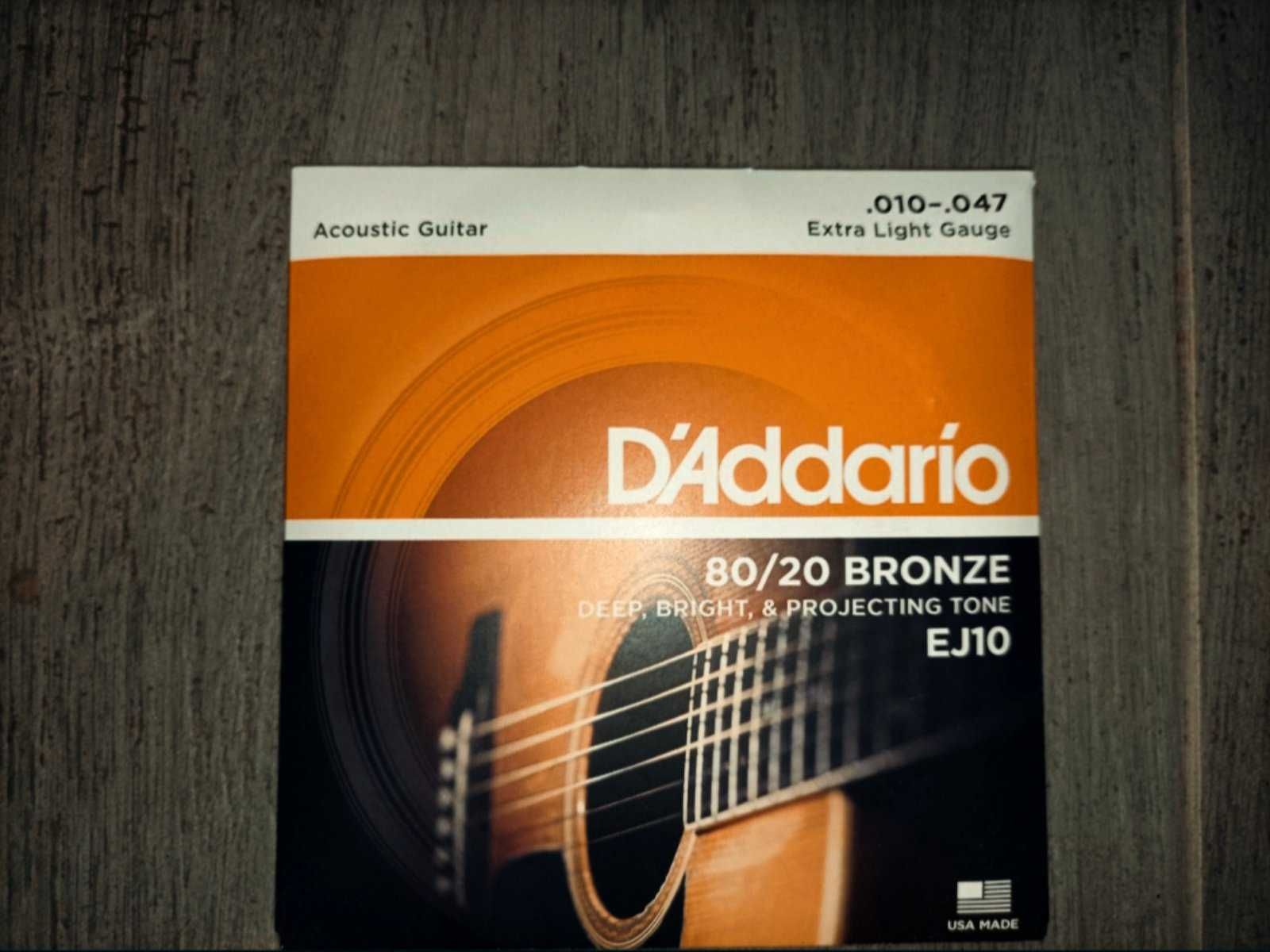 Струны для акустической гитары D'addario EJ10 80/20 Bronze