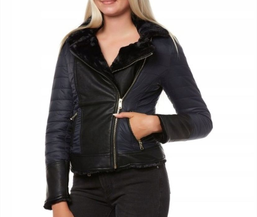 Жіночі зимова куртка двухстороння Guess косуха авіатор