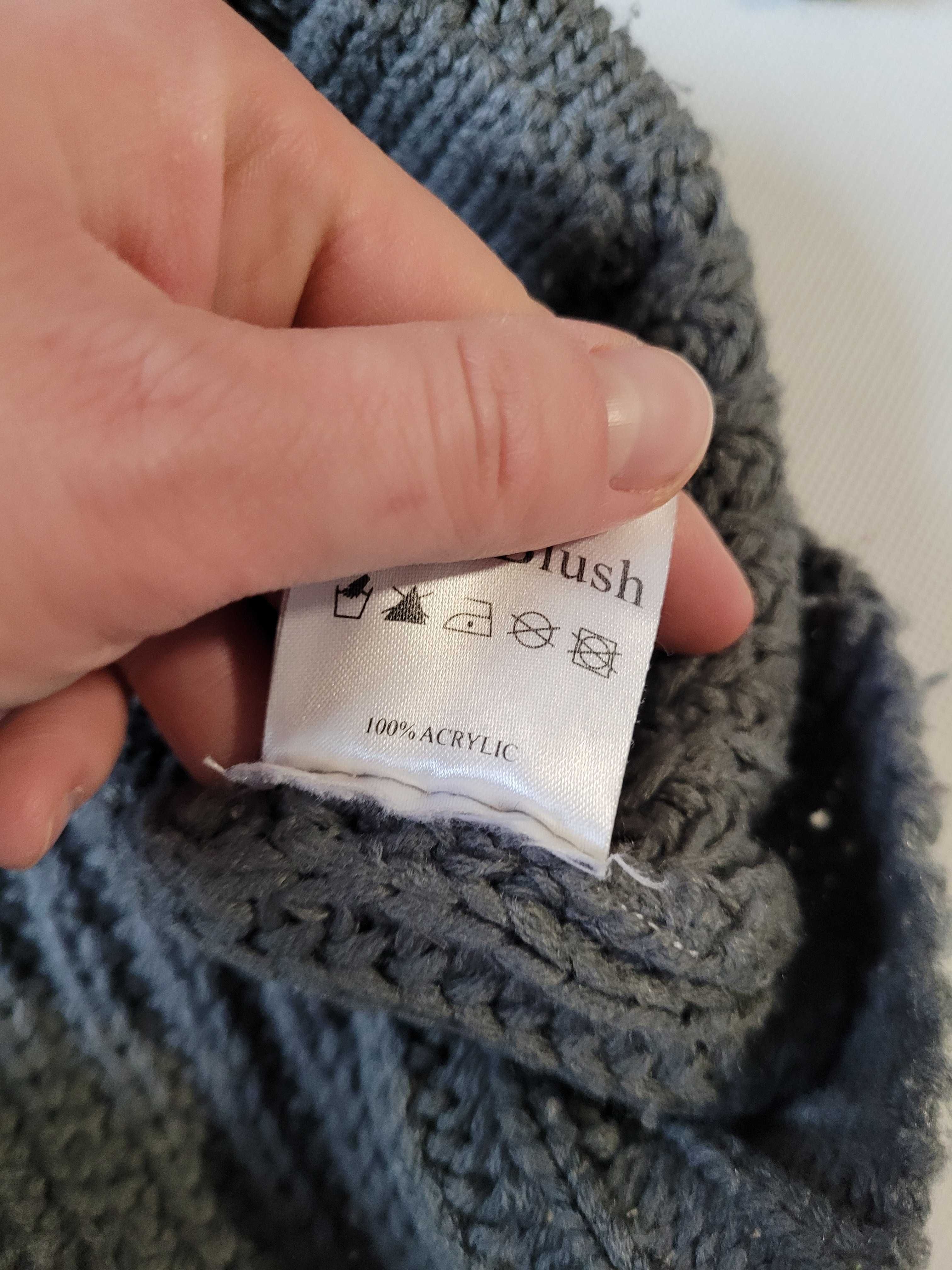 Szary grafitowy sweter kardigan zapinany ciepły gruby akryl