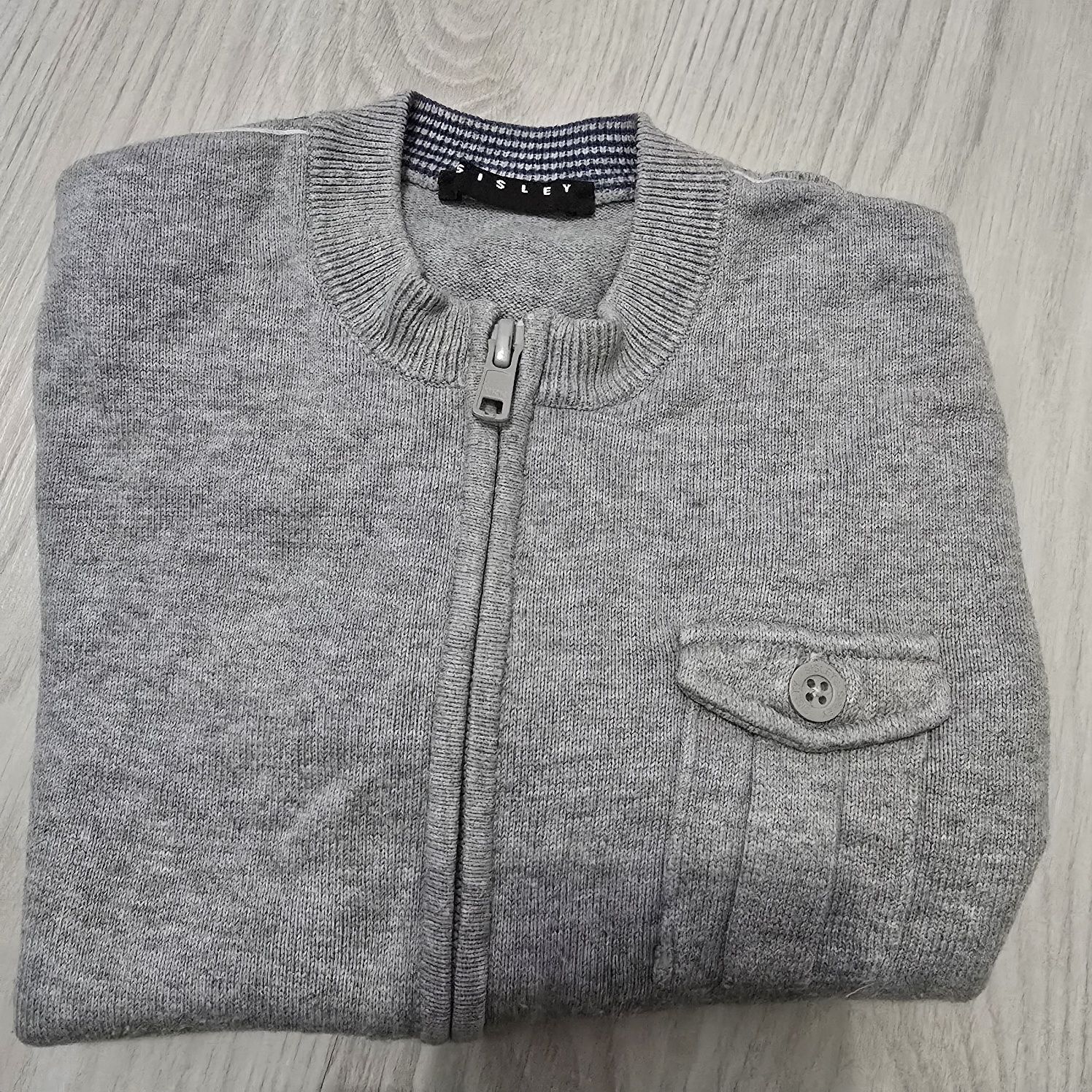 Sweter rozpinany chłopięcy szary bawełna Sisley rozm. 110.