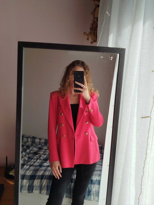 Marynarka damska ZARA różowa taliowana