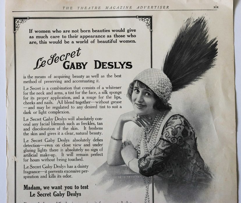 Anúncio cosméticos GABY DESLYS (ex-amante Rei D Manuel II)