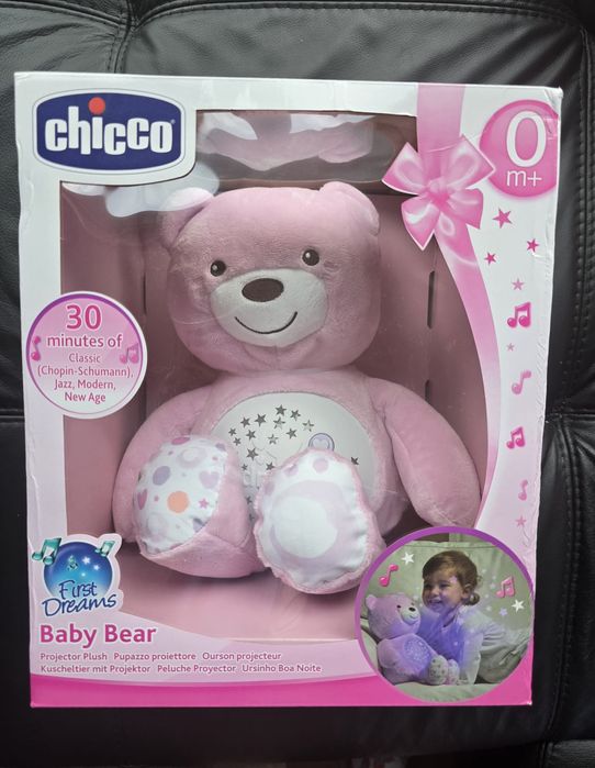 Nowy Chicco Miś Z Projektorem 3w1 Lampka + Kołysanki - Miś Różowy