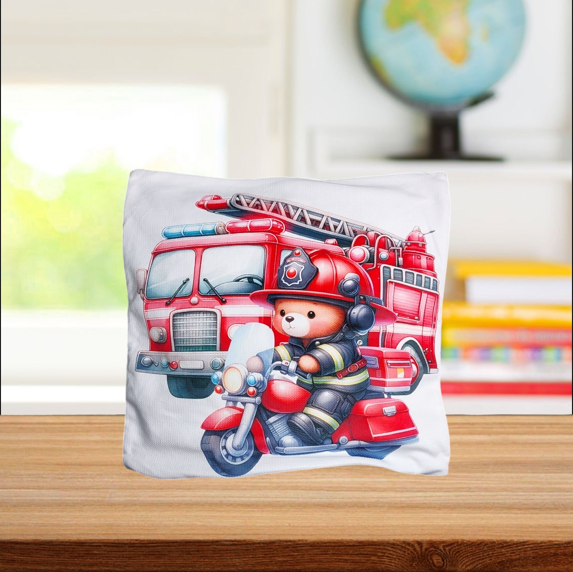 Poszewka na jasiek, poduszkę, wóz strażacki, miś na motorze, handmade