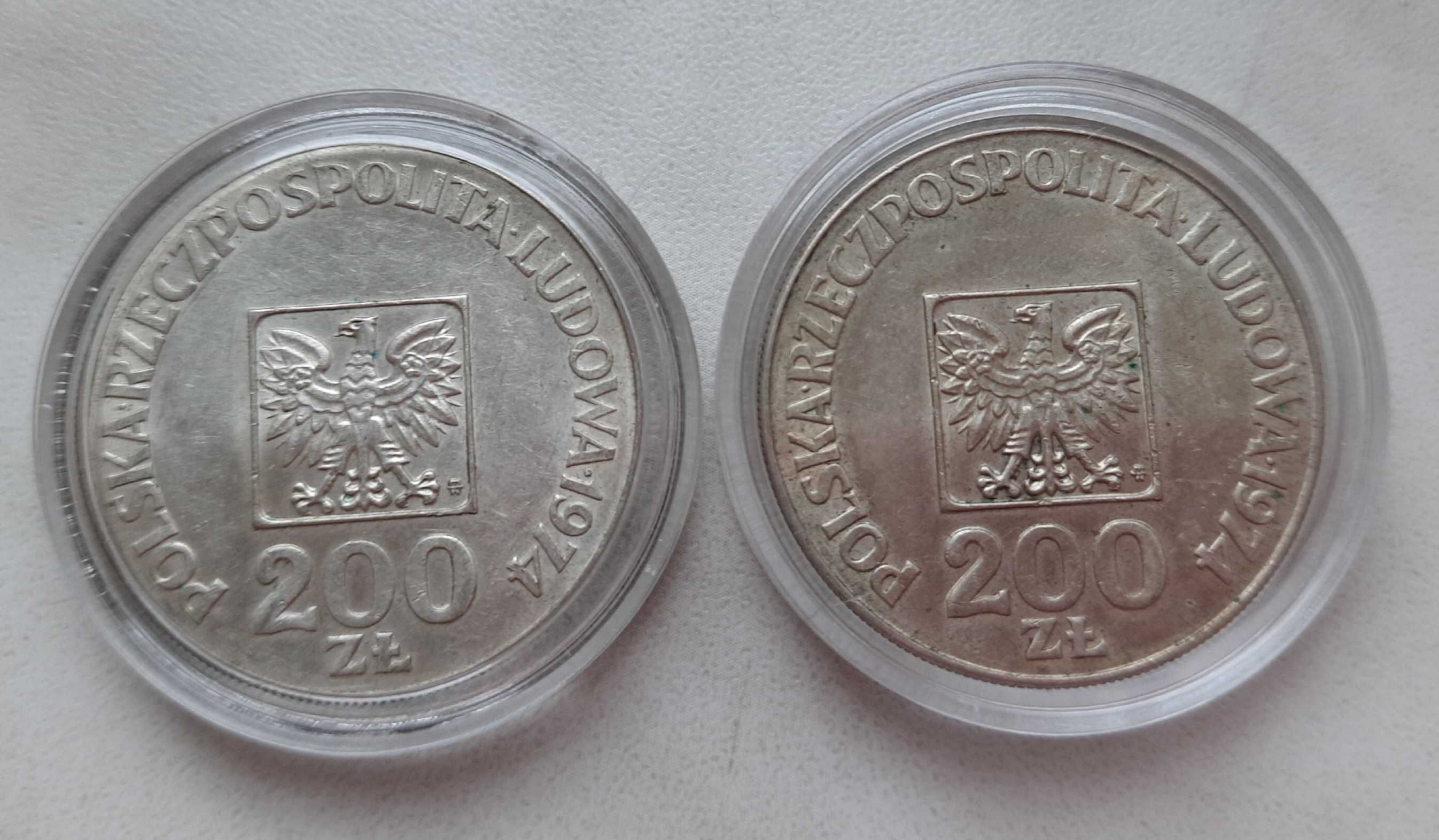 Dwie monety: dwieście złotych z 1974 roku - XXX lat PRL