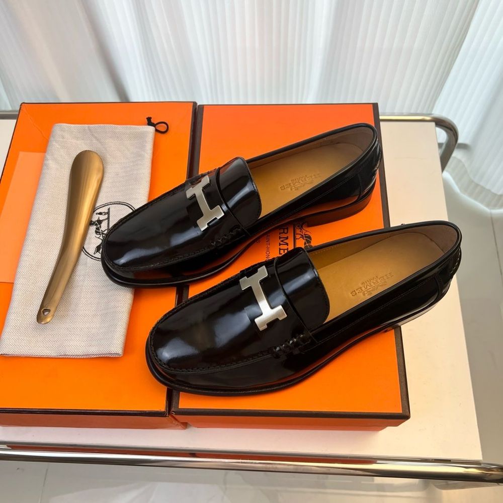 Hermes Sapatos Novos Homem Pele Preto