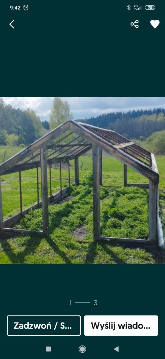 Sprzedam konstrukcję szklarni ogrodowej