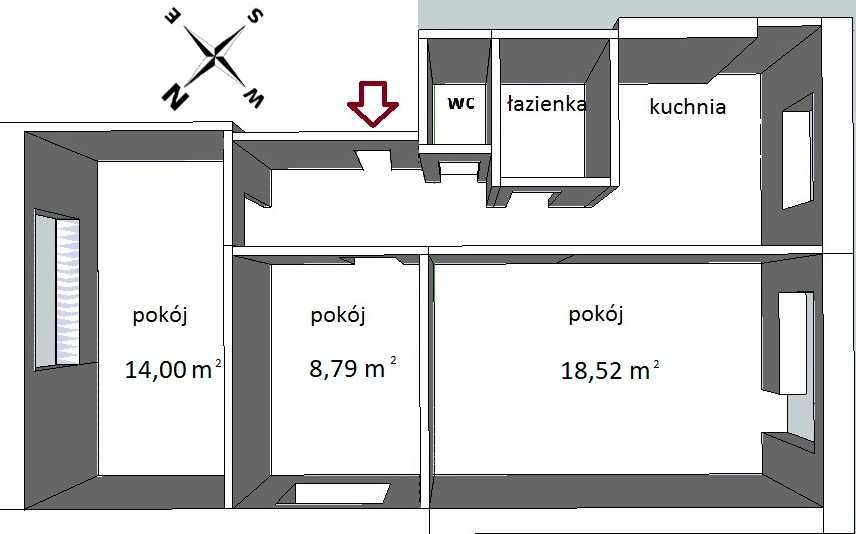 Słoneczne mieszkanie blisko Centrum - 3 pok - 62 m