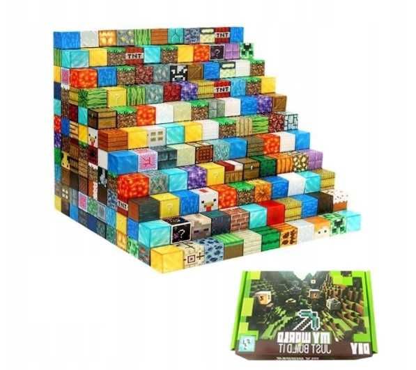 Klocki Magnetyczne MINECRAFT Sześciany 50 Klocków + 4 Figurki