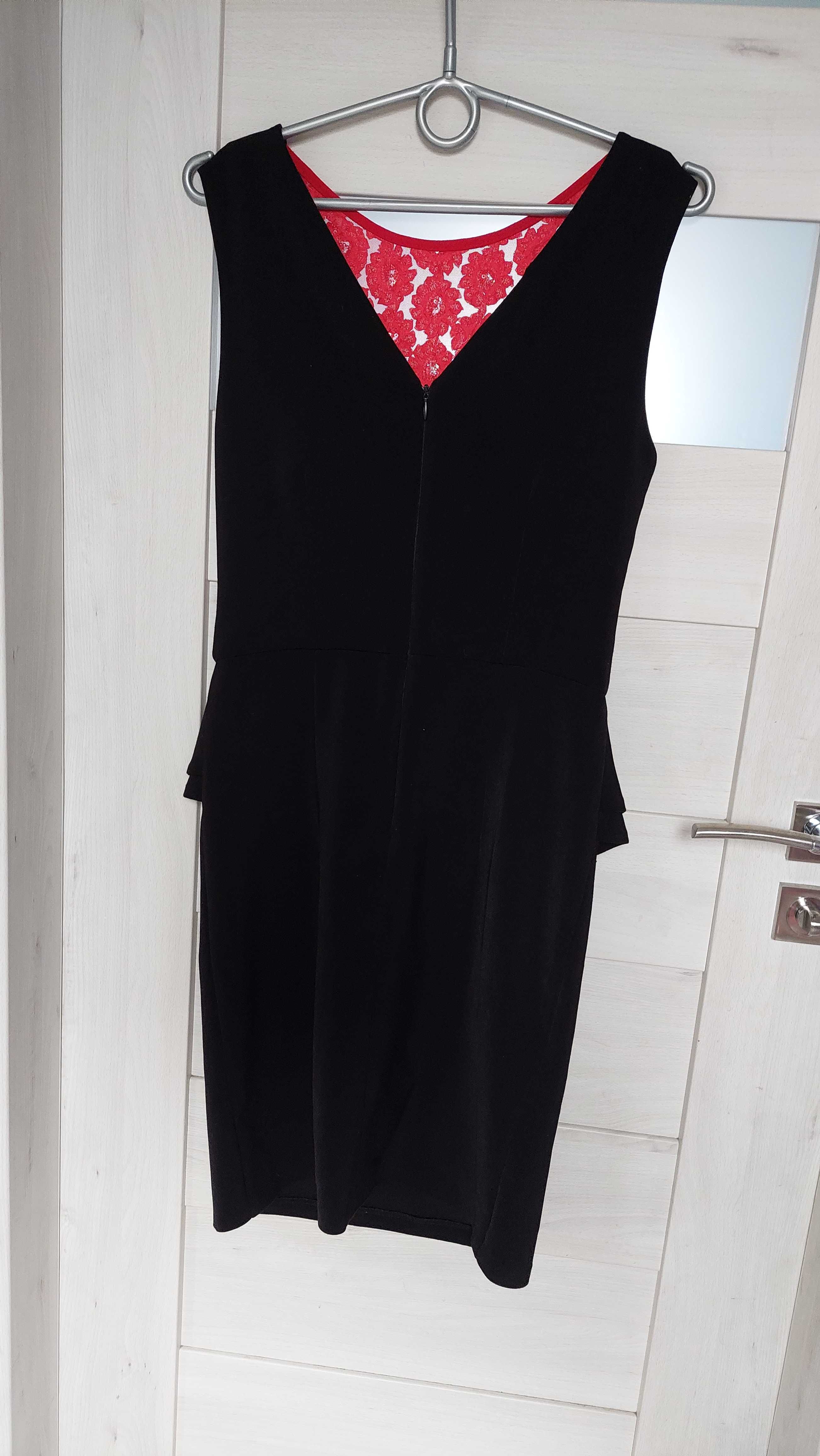 Sukienka damska czarno-czerwona elegancka 40 Stan idealny