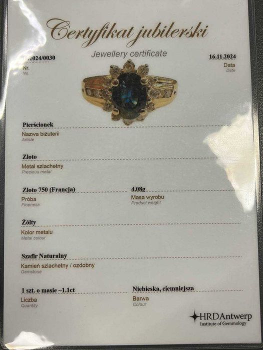 Złoty pierścionek z brylantami 0.32 ct