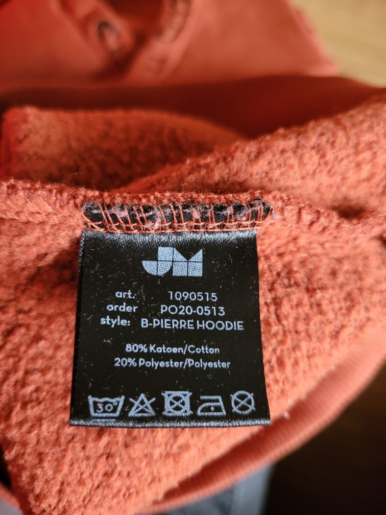 Bluza z kieszenią kangur i kapturem, piękny ceglany kolor r.116