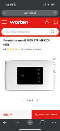 Enrutador móvil MEO ZTE MF920U (4G)