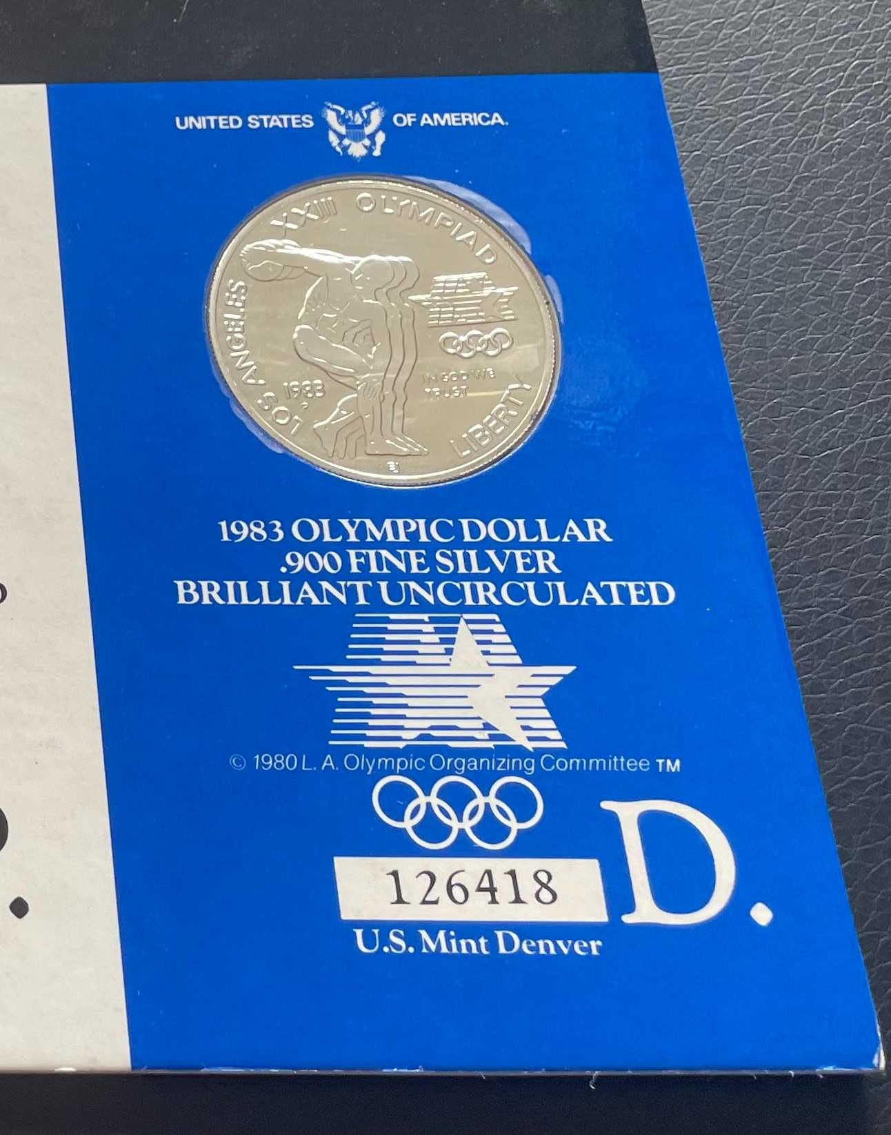 Dólares de Prata Jogos Olímpicos EUA 1983 Brilhante, não circulada