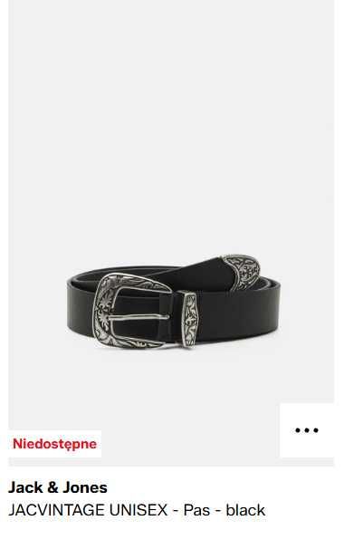 Jack & Jones JACVINTAGE UNISEX - Pas - black 100% skóra Rozmiar 95