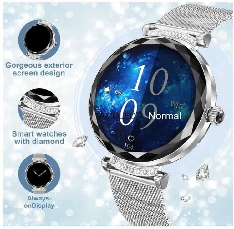 Smartwatch damski 1,19'' IP68 2 paski w zestawie Niolina