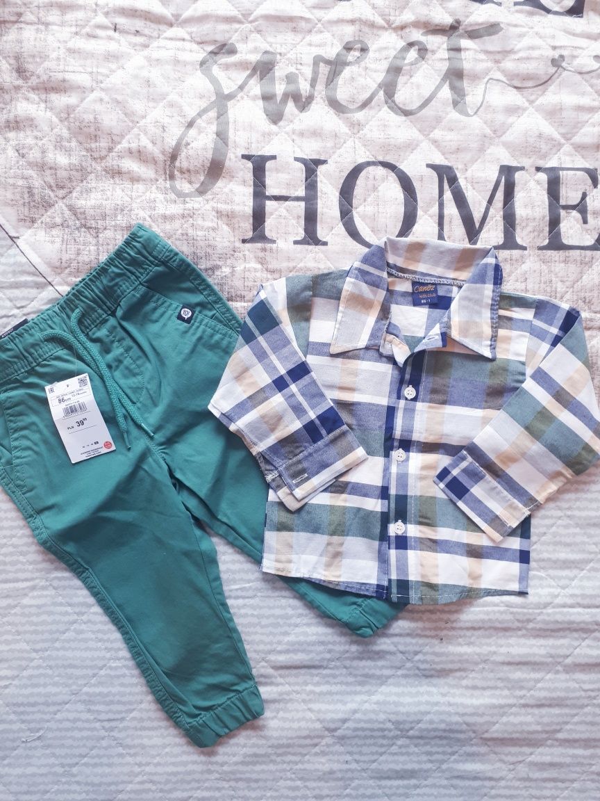 Spodnie jogger Reserved koszula 86 Nowe