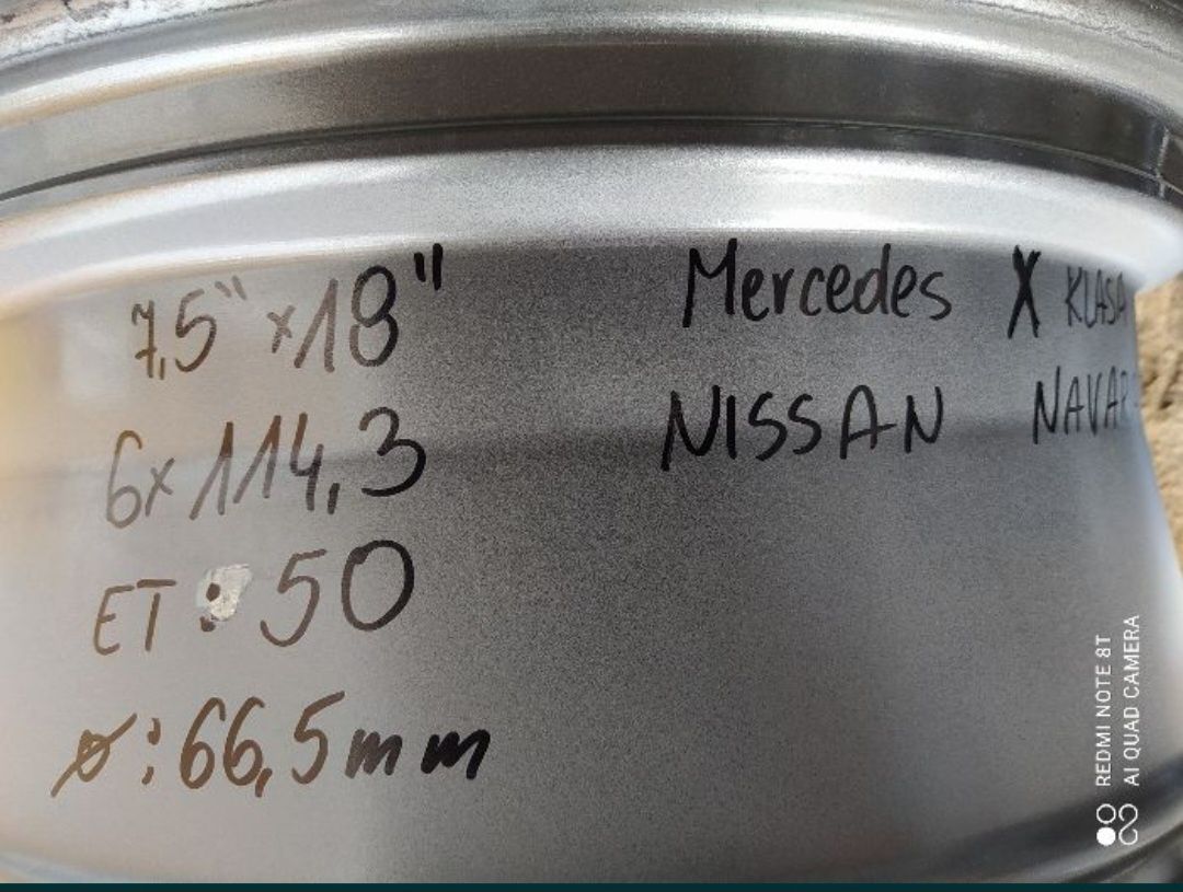 Alufelgi 18" 6x114,3 Mercedes Xclass Nissan Navara