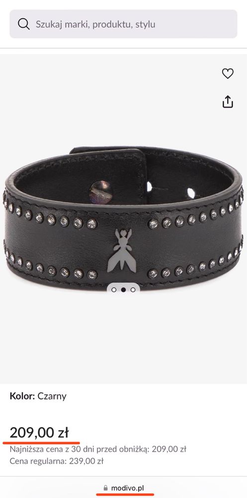 Original Patrizia Pepe Браслет/Шкіра Black Shiny Crystal/Made in Italy