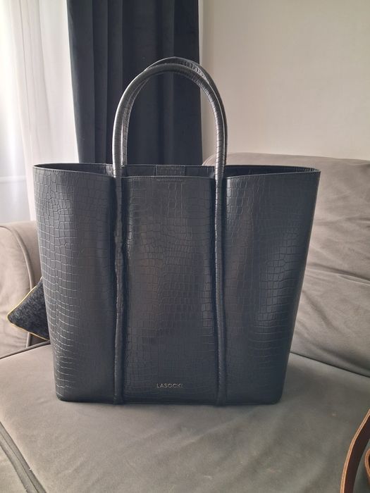 Torebka skórzana Lasocki skóra cioci czarna