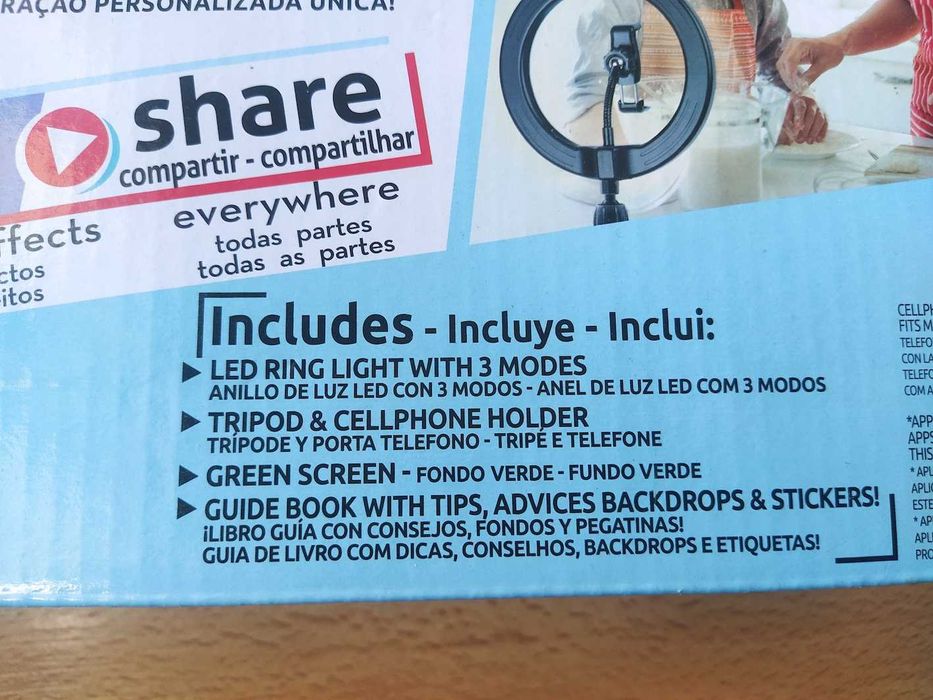 Kit com acessórios para gravação de vídeos caseiros