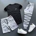 Спортивный костюм мужской летний Nike Футболка + Шорты + Штаны Найк