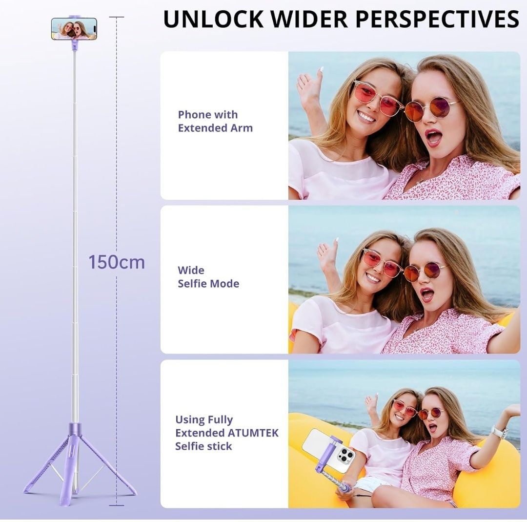 ATUMTEK Statyw do selfie Stick 1,5 m fioletowy