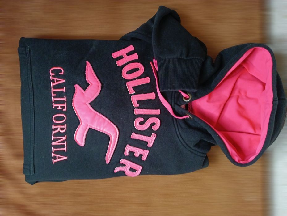 Кофта на девочку , Бобка , кенгурушка , Hollister, розовая , черная