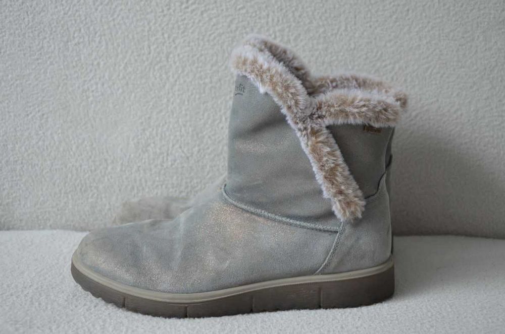 SUPERFIT ciepłe kozaki śniegowce dziewczęce szare brokat na zamek r 36