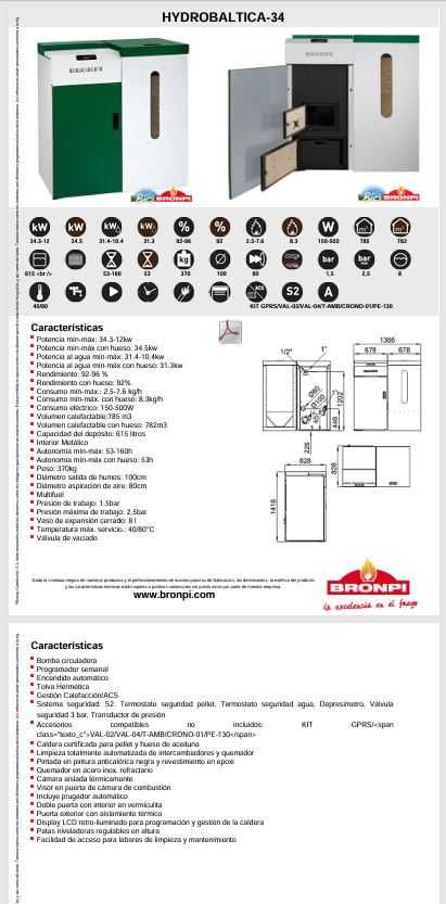 Máquina a pellets Bronpi para aquecimento central.