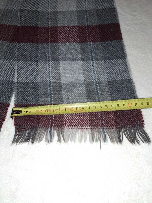 Mały, cienki szalik męskie szaro - bordowy 21/144 cm