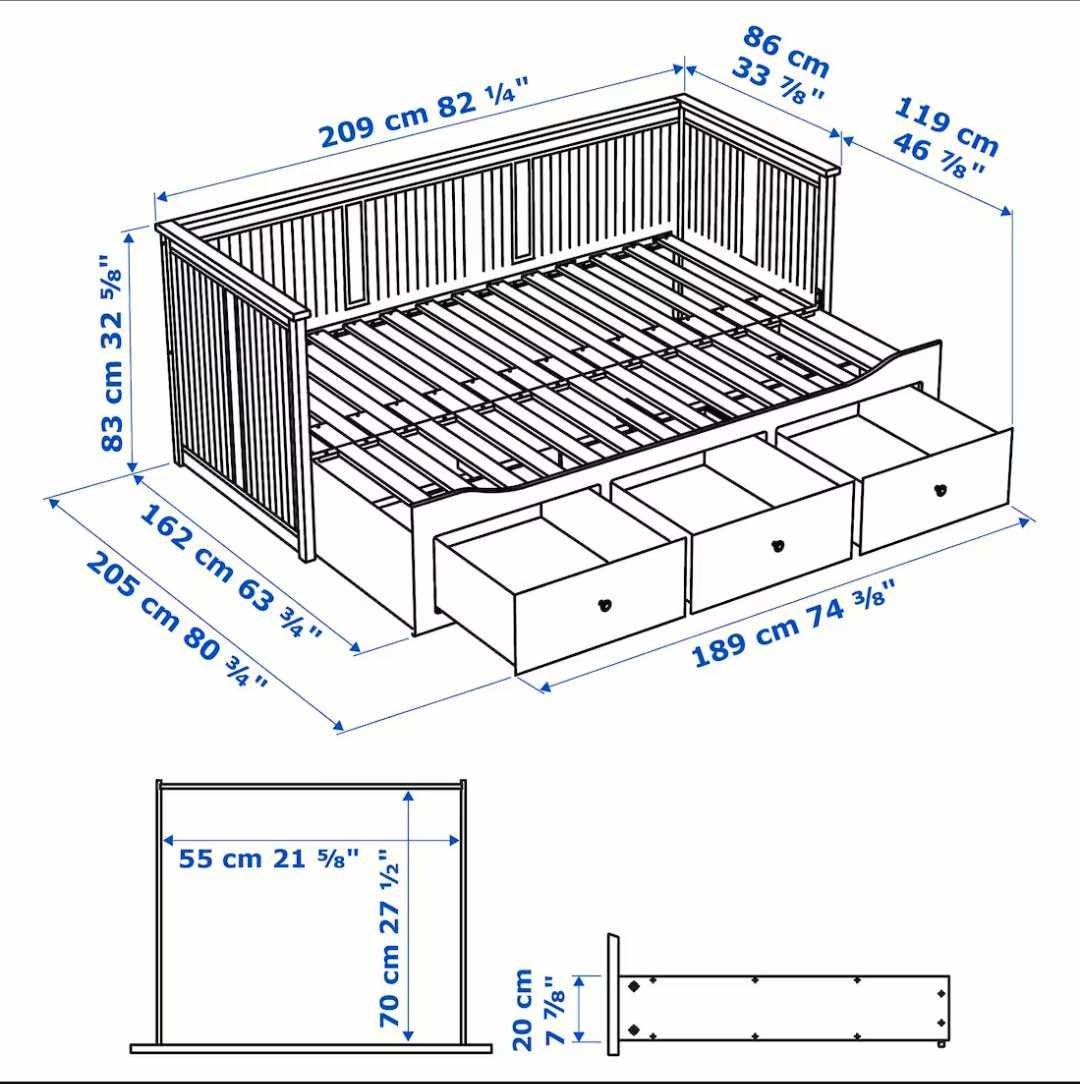 Łóżko rozkładane Hemnes