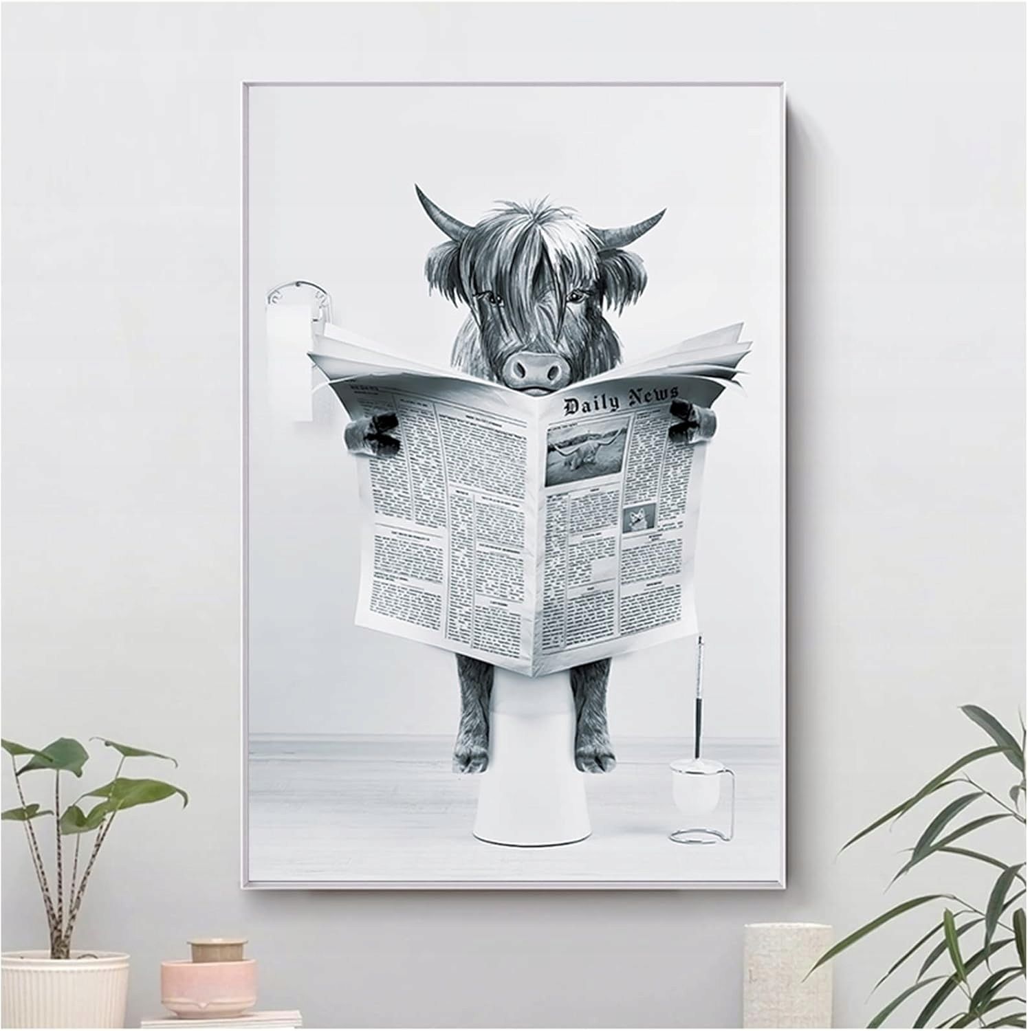 Obraz na płótnie plakat Byk na toalecie toaleta dekoracja ściany 30x40