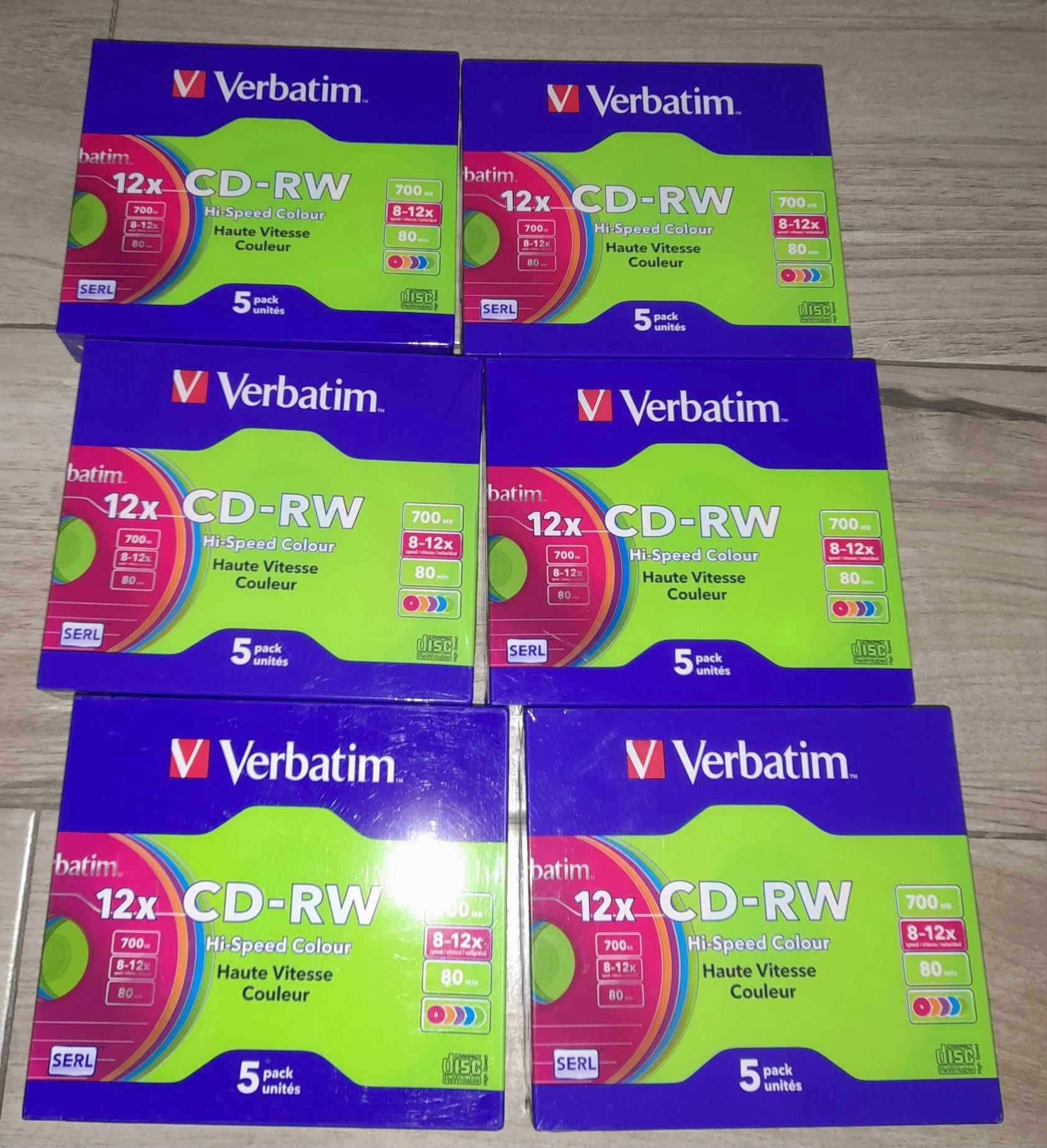 Płyty Verbatim CD-RW 700MB 12x -Slim - 5szt. Color