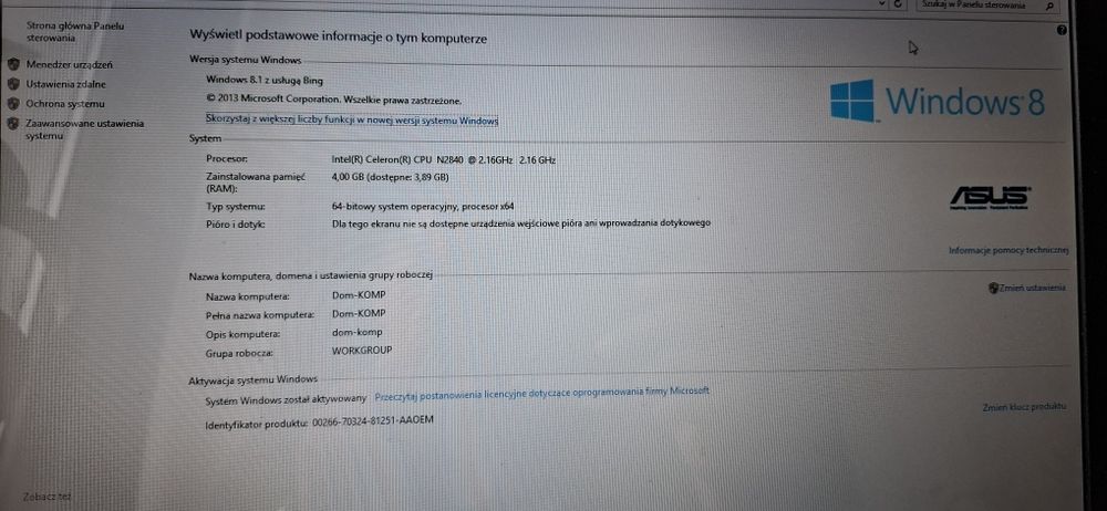 Laptop ASUS seria R515M Windows 8