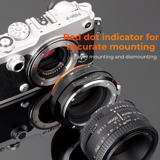 K&F Concept NIK(G)-M4/3 Lens Adapter Ring for Nikon AI F G Lens to M43