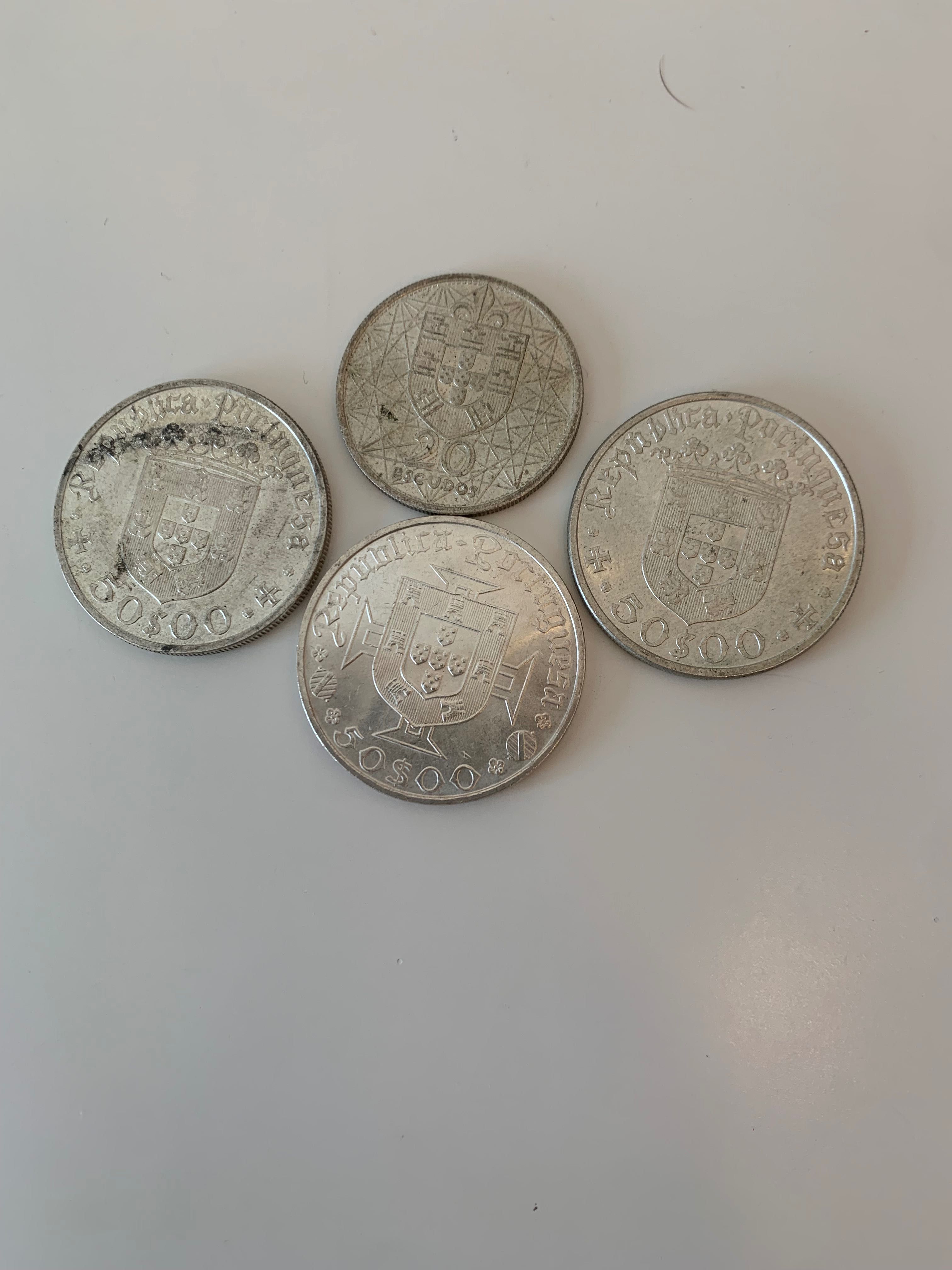 Lote de 4 moedas portuguesas de prata