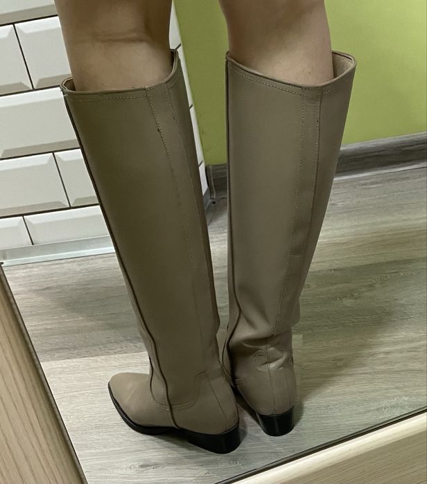 Стильні чоботи, шкірзам, б/у