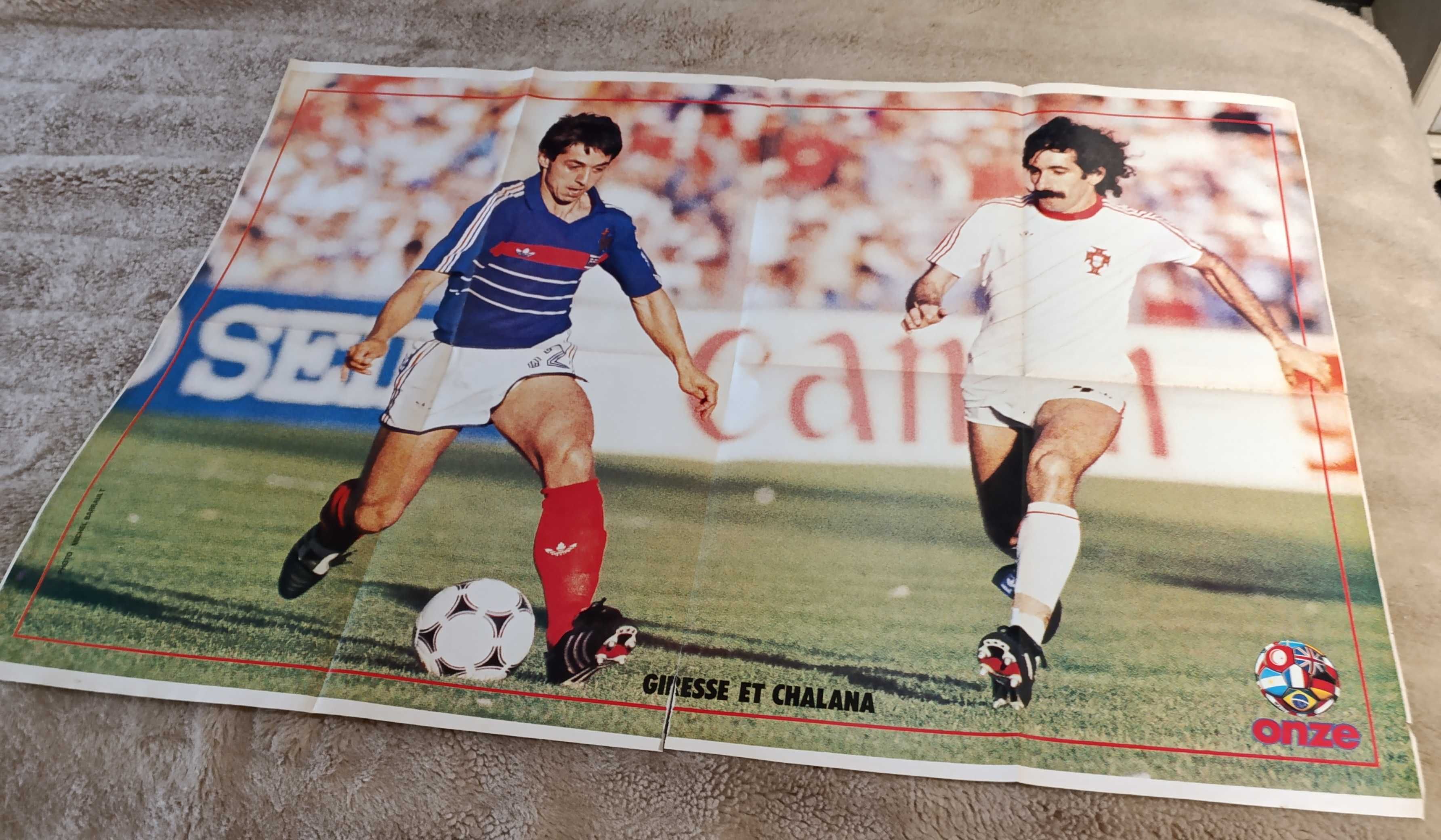 Poster Duplo Gigante de Chalana, Giresse e Platini - Medida: 82x56 cm