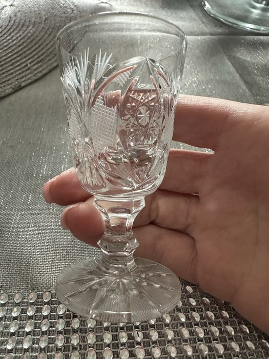 6szt kieliszki kryształ PRL stare komplet kieliszków do wódki małych