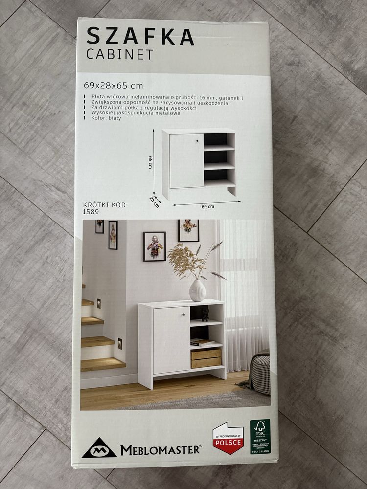 Nowa szafka z polkami biala 65x69x28 meblomaster