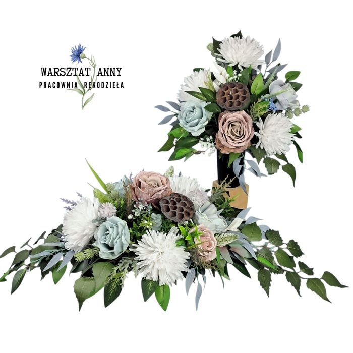 Warsztat Anny stroik na cmentarz  bukiet róże chryzantemy
