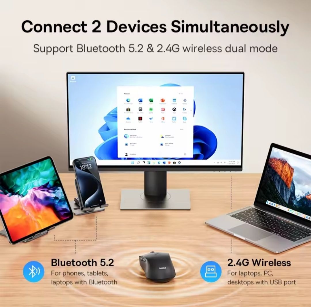 Мишка Baseus F02 Bluetooth 5.2 + 2.4