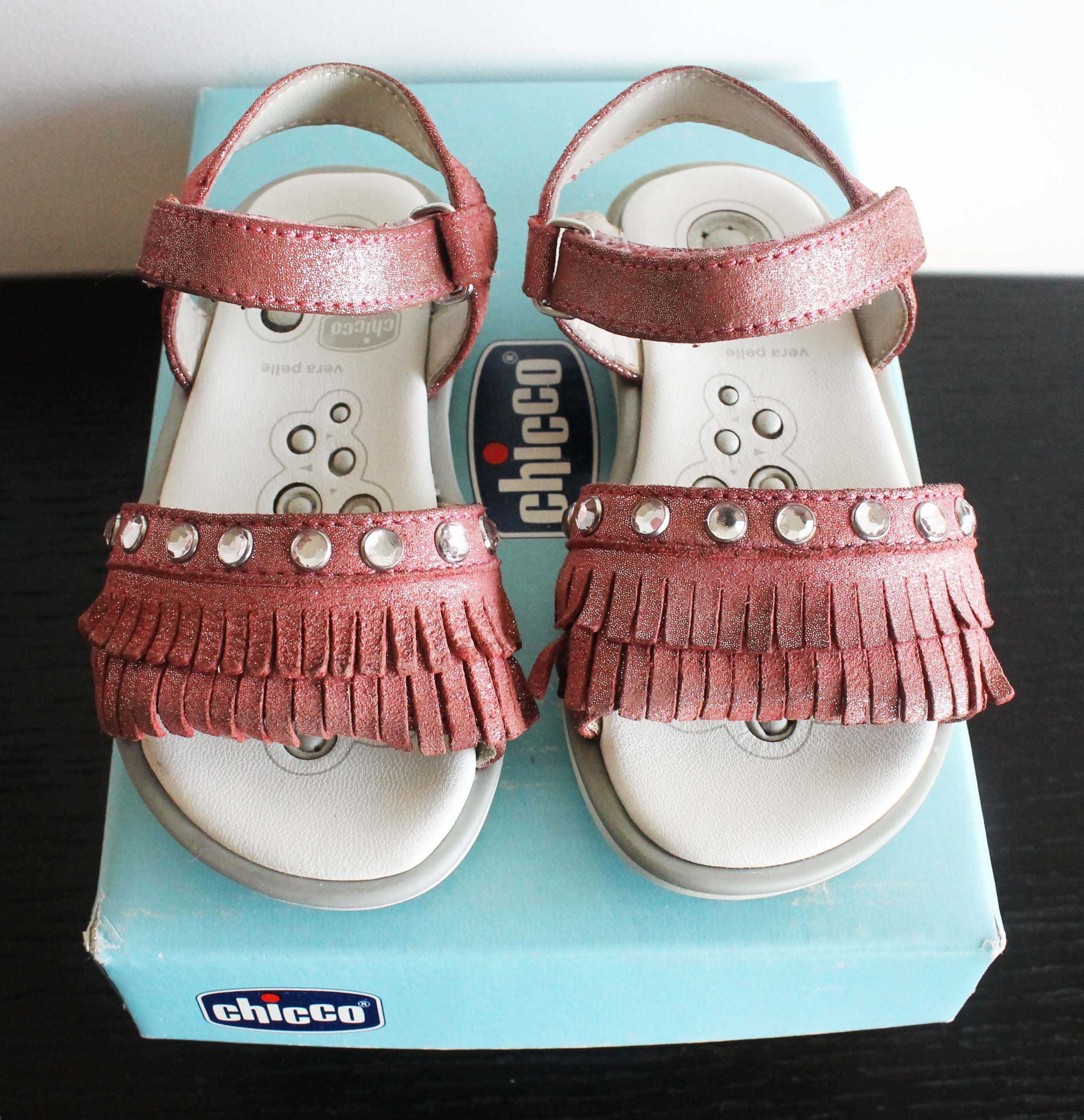 Sandálias de couro rosa Fuchsia de menina tamanho 23 da Chicco