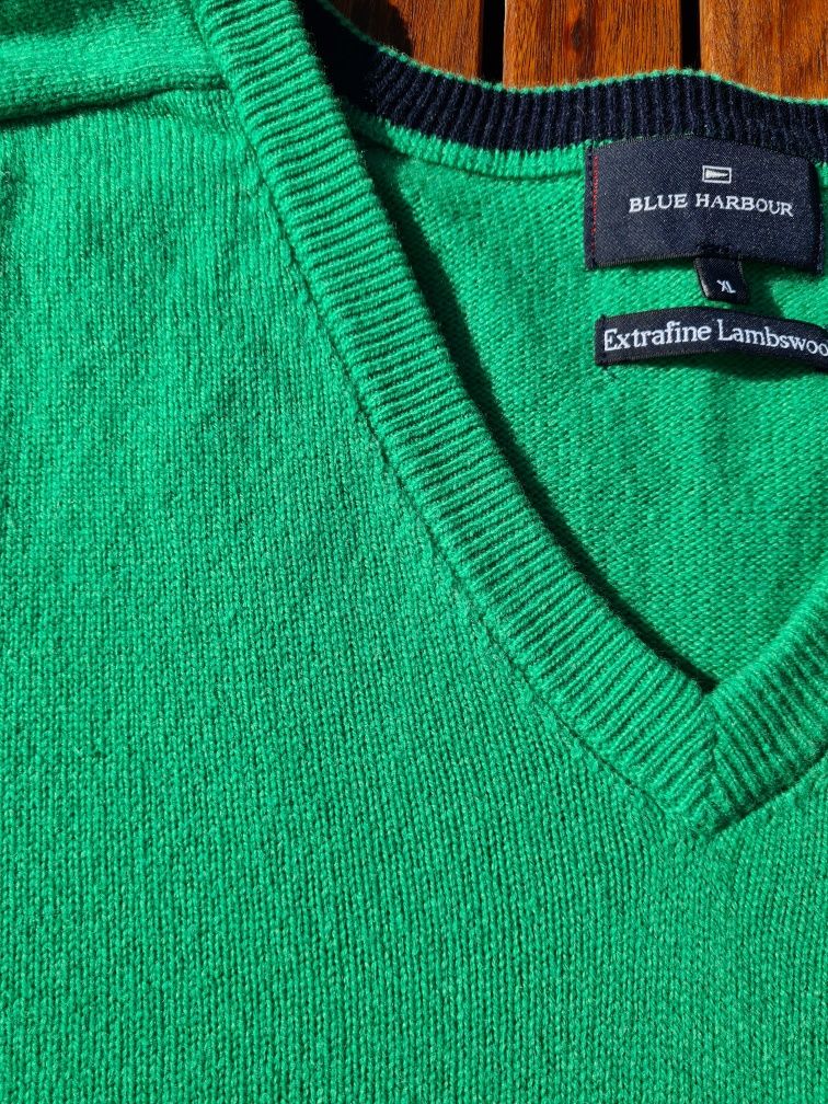 Męski sweter trawiasta zieleń  XL Blue Harbour