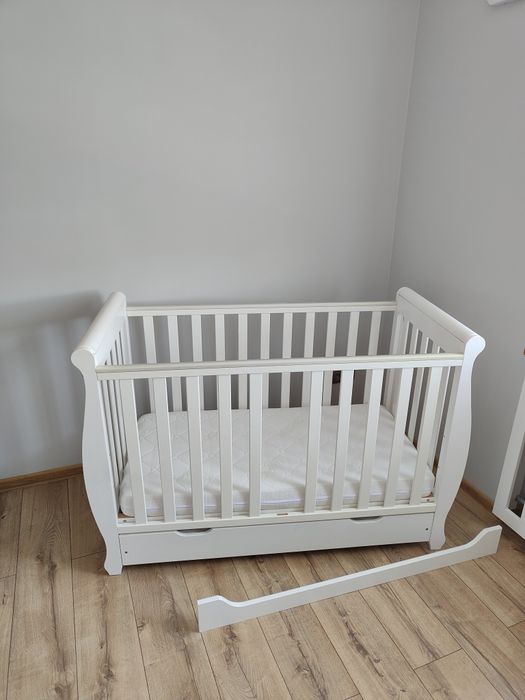 Łóżeczko dziecięce białe 120x60 krak wit z materacem badum