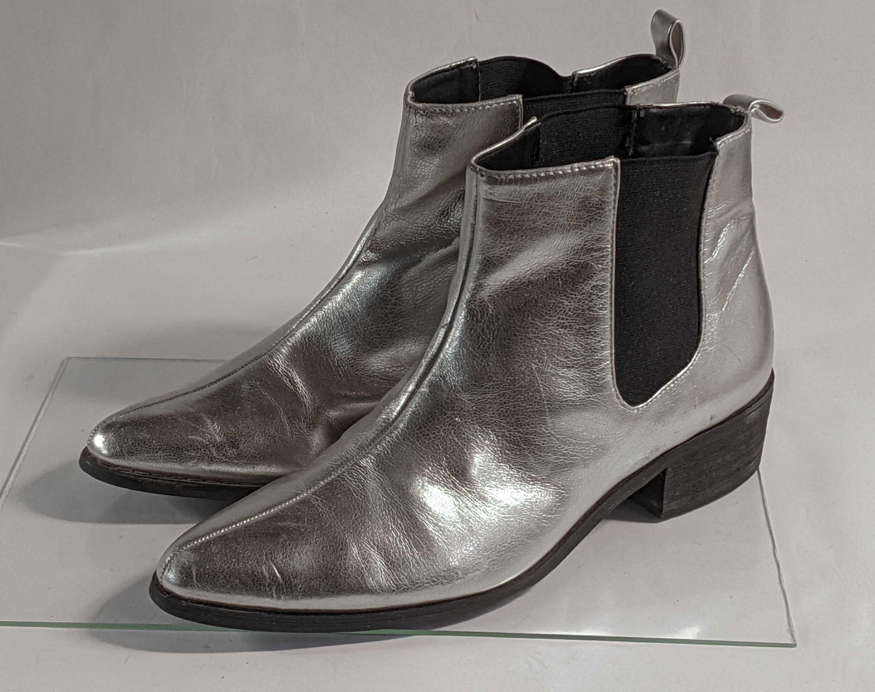 Ботинки туфли челси металлик серебро женские 37 размер